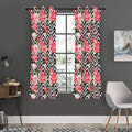 Zigzag Peony And Rose Pattern Print Grommet Curtain Panels