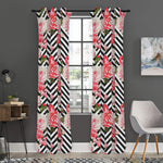 Zigzag Peony And Rose Pattern Print Curtain