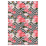 Zigzag Peony And Rose Pattern Print Curtain