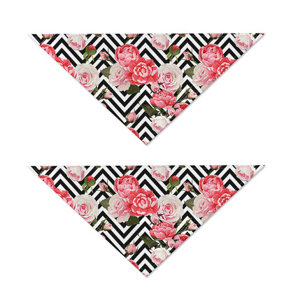 Zigzag Peony And Rose Pattern Print Dog Bandana