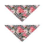 Zigzag Peony And Rose Pattern Print Dog Bandana