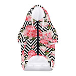 Zigzag Peony And Rose Pattern Print Dog Zip Up Hoodie