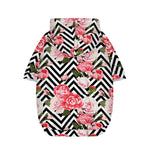 Zigzag Peony And Rose Pattern Print Dog Zip Up Hoodie