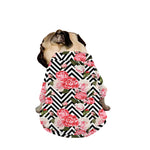 Zigzag Peony And Rose Pattern Print Dog Zip Up Jacket