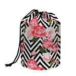 Zigzag Peony And Rose Pattern Print Drawstring Makeup Bag