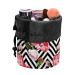 Zigzag Peony And Rose Pattern Print Drawstring Makeup Bag