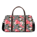 Zigzag Peony And Rose Pattern Print Duffel Bag