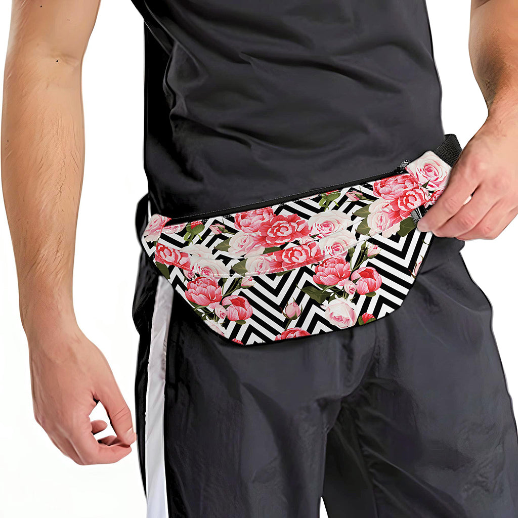 Zigzag Peony And Rose Pattern Print Fanny Pack