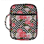 Zigzag Peony And Rose Pattern Print Front Pocket Bible Bag