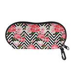 Zigzag Peony And Rose Pattern Print Glasses Case