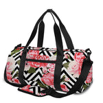 Zigzag Peony And Rose Pattern Print Gym Bag
