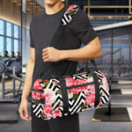 Zigzag Peony And Rose Pattern Print Gym Bag