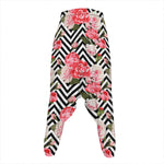 Zigzag Peony And Rose Pattern Print Hammer Pants
