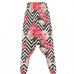 Zigzag Peony And Rose Pattern Print Hammer Pants