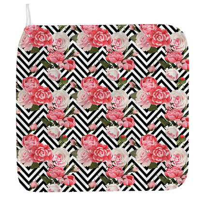 Zigzag Peony And Rose Pattern Print Hand Towel