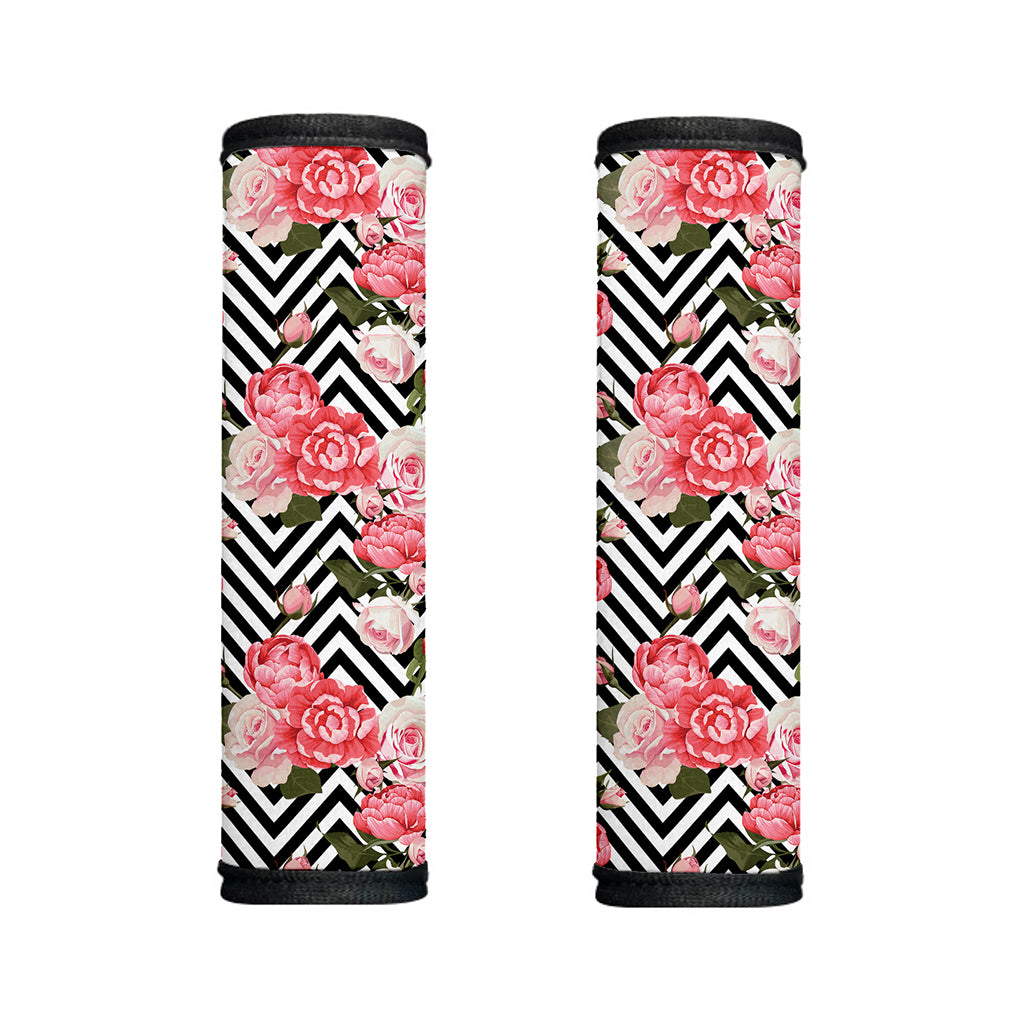 Zigzag Peony And Rose Pattern Print Handle Covers