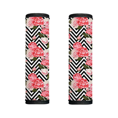Zigzag Peony And Rose Pattern Print Handle Covers