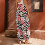 Zigzag Peony And Rose Pattern Print Harem Pants
