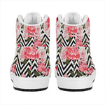 Zigzag Peony And Rose Pattern Print High Top Leather Sneakers