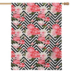 Zigzag Peony And Rose Pattern Print House Flag