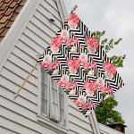 Zigzag Peony And Rose Pattern Print House Flag