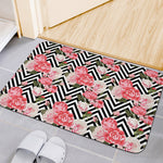 Zigzag Peony And Rose Pattern Print Indoor Door Mat