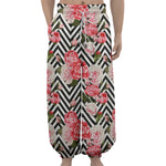 Zigzag Peony And Rose Pattern Print Lantern Pants