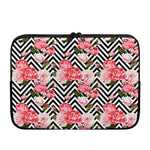 Zigzag Peony And Rose Pattern Print Laptop Sleeve