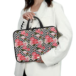 Zigzag Peony And Rose Pattern Print Laptop Sleeve With Handle