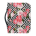 Zigzag Peony And Rose Pattern Print Leather Bible Cover