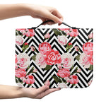 Zigzag Peony And Rose Pattern Print Leather Bible Cover