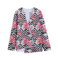 Zigzag Peony And Rose Pattern Print Long Sleeve Short Coat
