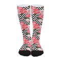 Zigzag Peony And Rose Pattern Print Long Socks