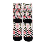 Zigzag Peony And Rose Pattern Print Long Socks