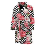 Zigzag Peony And Rose Pattern Print Men's Bathrobe