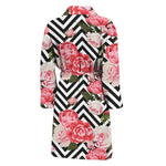 Zigzag Peony And Rose Pattern Print Men's Bathrobe