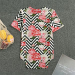 Zigzag Peony And Rose Pattern Print Men's Bodysuit