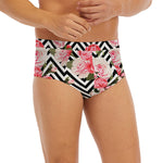 Zigzag Peony And Rose Pattern Print Men's Briefs