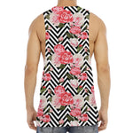 Zigzag Peony And Rose Pattern Print Men's Muscle Tank Top