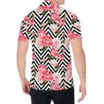 Zigzag Peony And Rose Pattern Print Men's Shirt