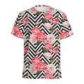 Zigzag Peony And Rose Pattern Print Men's Athletic T-Shirt