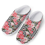 Zigzag Peony And Rose Pattern Print Mesh Casual Shoes