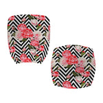 Zigzag Peony And Rose Pattern Print Office Chair Cover