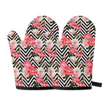 Zigzag Peony And Rose Pattern Print Oven Mitts