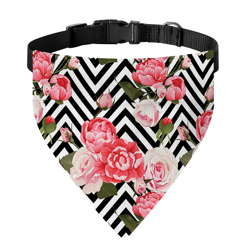 Zigzag Peony And Rose Pattern Print Over The Collar Dog Bandana