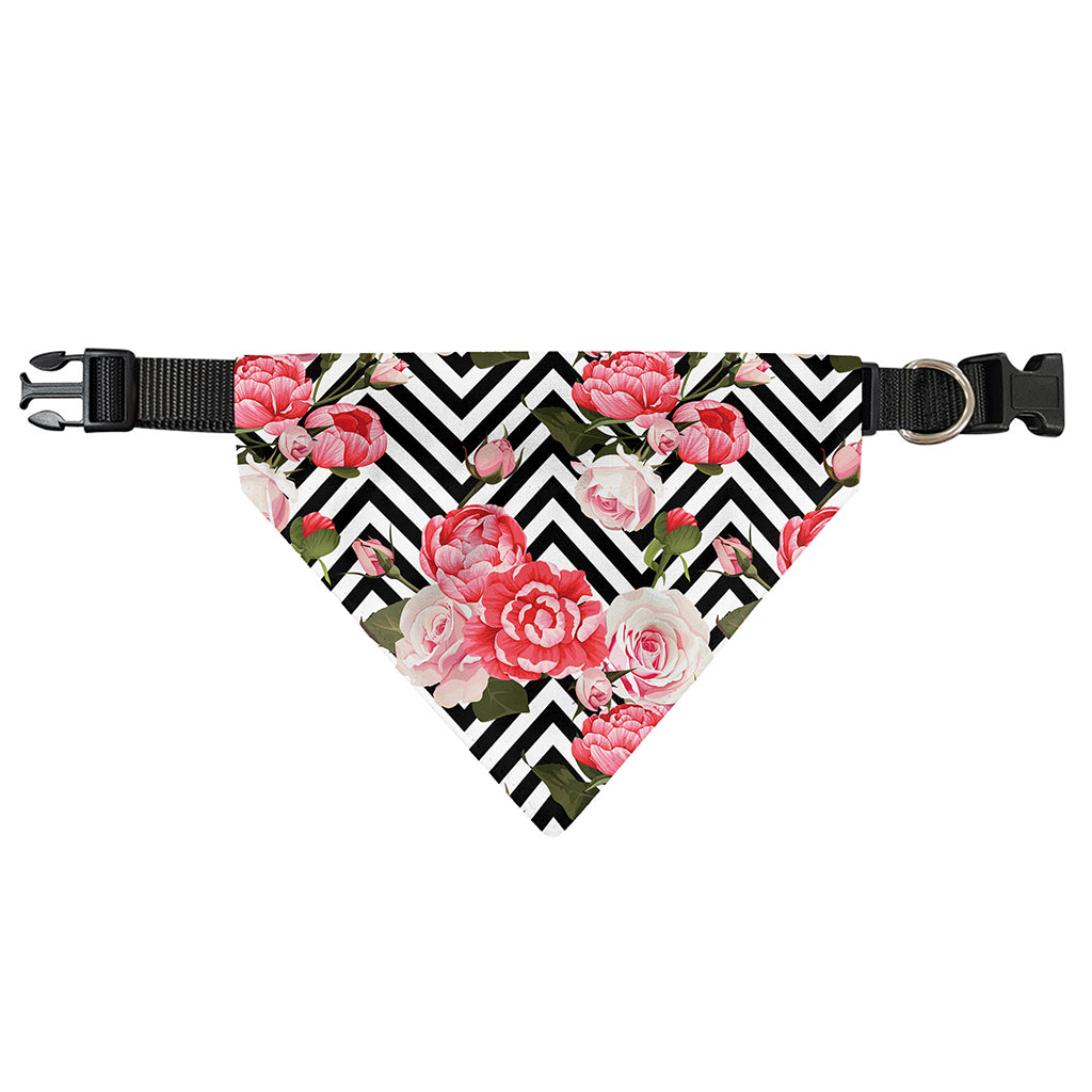 Zigzag Peony And Rose Pattern Print Over The Collar Dog Bandana