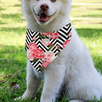 Zigzag Peony And Rose Pattern Print Over The Collar Dog Bandana