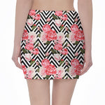 Zigzag Peony And Rose Pattern Print Pencil Mini Skirt