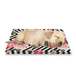 Zigzag Peony And Rose Pattern Print Pet Cooling Mat Cover