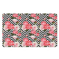 Zigzag Peony And Rose Pattern Print Polyester Doormat